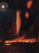James Hamilton Burning Oil Well at Night oil painting
